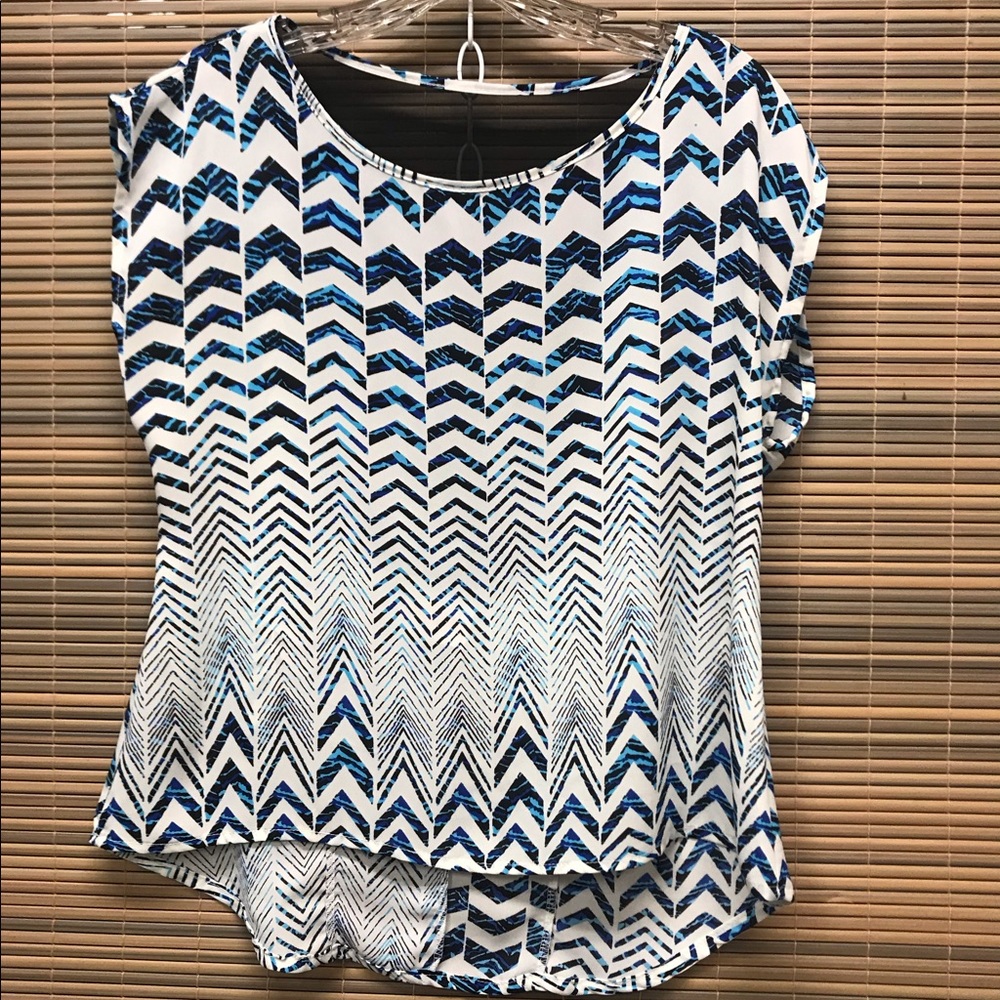 Blue and White Patterned Moon Top